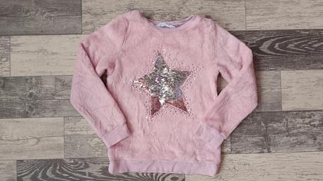 Mikina plyš.dívčí s měnícími flitry 122/128, h&m,122