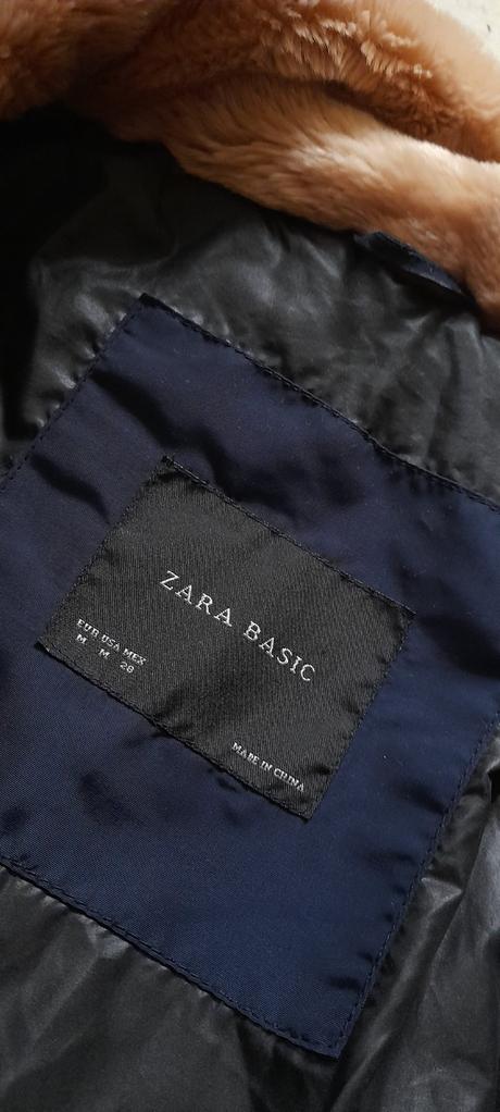 Zara luxusní péřová bunda s kožešinovým límcem, zara,s