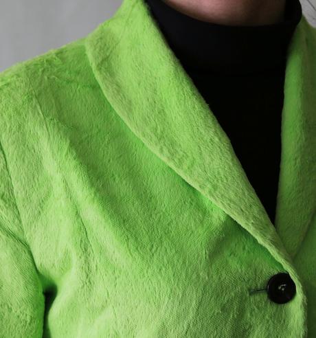 Výrazně zelené plyšové sako peter hahn vel.s, s