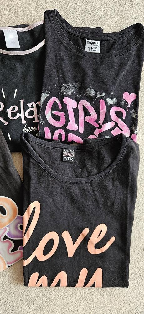 Dívčí mix triček (3x dlouhý a 2x krátký), 134/140, 140–152