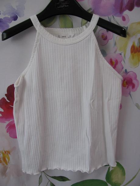 Bílé bavlněné řádkované tričko mng, 140