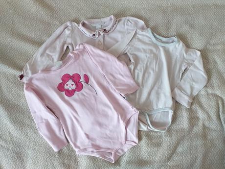 Set 3x dívčí body vel 74/80 - 9-12 měs, h&m,80