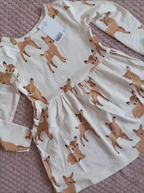 Bavlněné šaty s kolouškem h&m vel.98/104 - nové, h&m,98 / 104