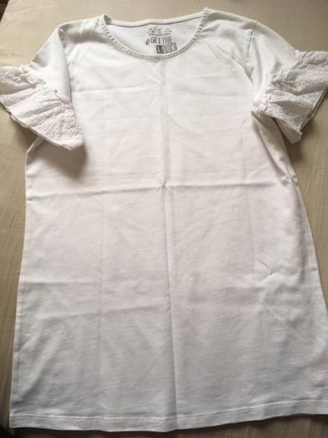 Bílé tričko s krajkovými rukávy, f&f,158