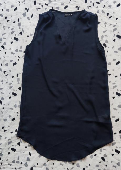 Dámský tmavomodrý dlouhý top bez rukávů vel s, bonprix,s