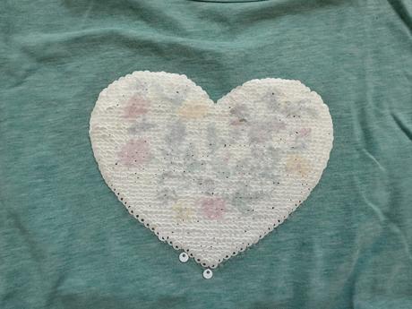 Dívčí zelené tričko s měnícími flitry, vel 122/128, tchibo,122