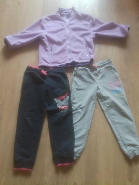 2x tepláky + oboustranná bunda vel. 110/116, 104–116