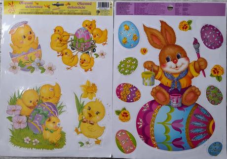 Okenni dekorace velikonoční zajíc s vajíčky, 