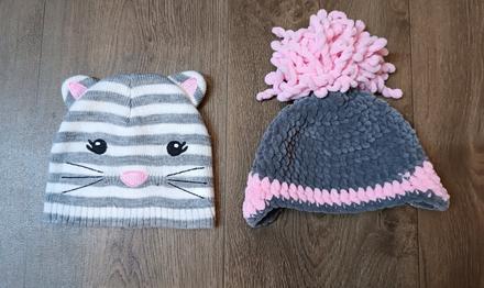 2x dívčí zimní čepice, vel. 80/86, early days,80