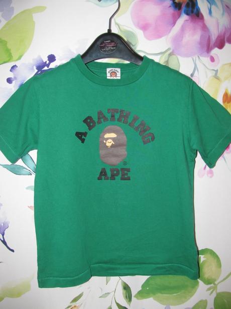 Bavlněné tmavě zelené tričko bape kids, 140