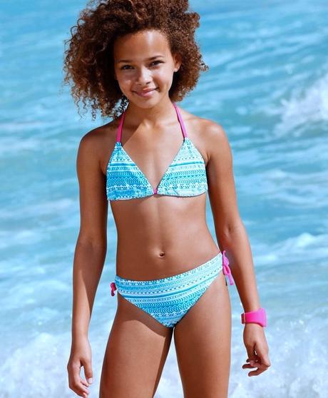 Dívčí tyrkysové plavky 2-dílné bikiny vel. 164/170, bonprix,164 / 170