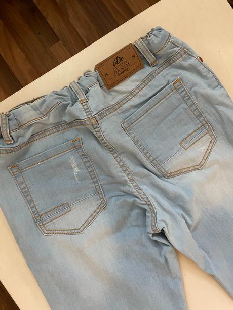 Světle modré džíny s dřením, vel 164/14 let, i do, 164