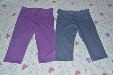 2x legínové 3/4 kalhoty c&a fialové a modré, 122