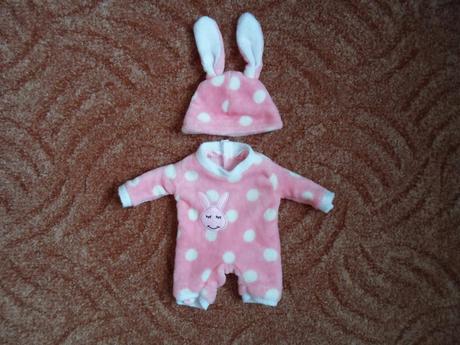 Růžový komplet overal a čepička pro panenky, 