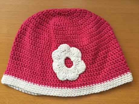 Háčkovaná čepice & čepička s kytkou 86/92, 86