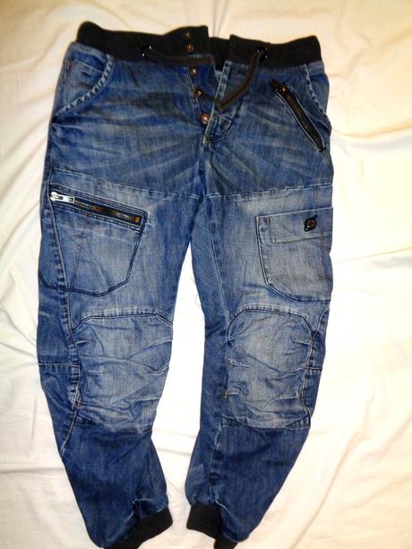 Luxusní měkoučké rifle - kapsáče baggy 30/32, river island,30