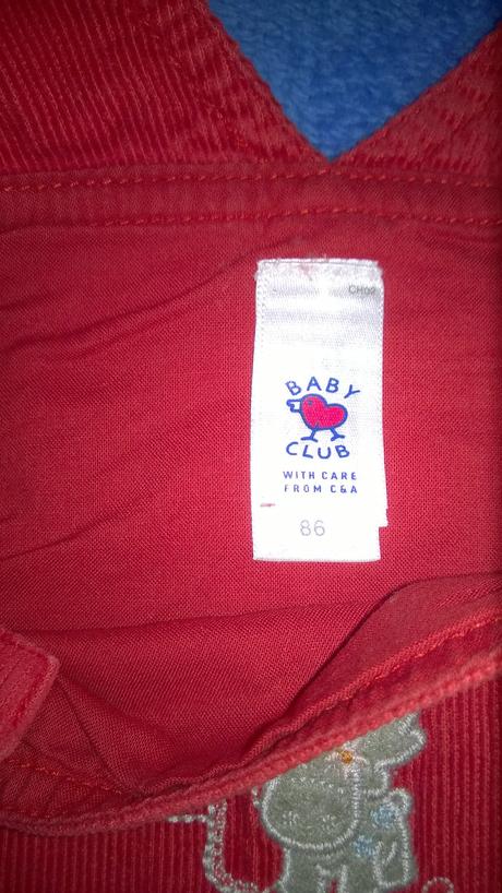 Červené manžestrové šaty / šatovka, caa, vel 86, c&a,86