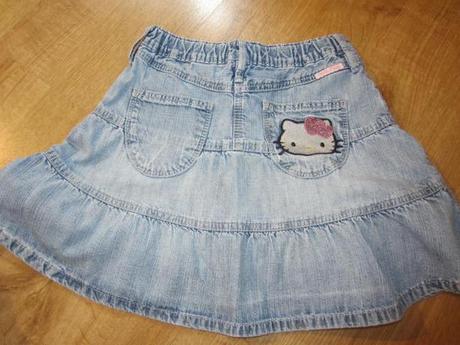 Měkká džínová, rifl pohodlná sukýnka s hello kitty, h&m,104