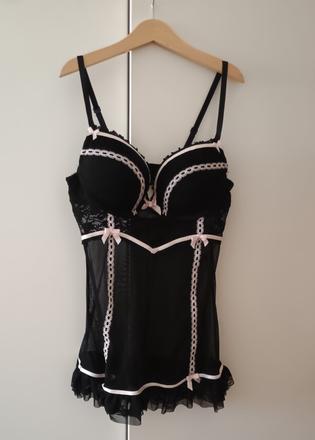 Noční košilka s mašličkami a vystuženými košíčky, new yorker,xs