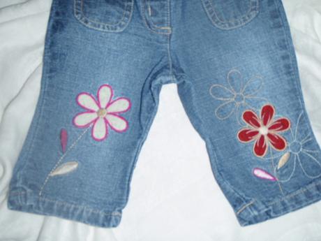 Super odlehčené riflíky s kytičkama, baby,62