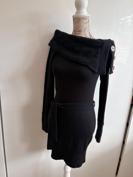 Černé dlouhé pletené šaty ve velikosti xs z orsay, orsay,xs