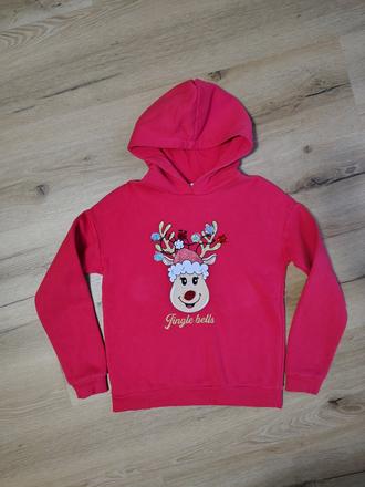 Dívčí mikina c&a 158 červená s vánočním motivem, c&a,158