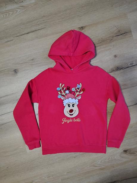 Dívčí mikina c&a 158 červená s vánočním motivem, c&a,158