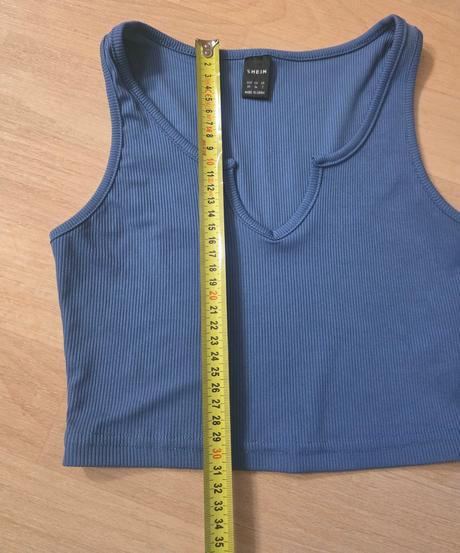 Tílko crop top modré shein vel.xs, xs