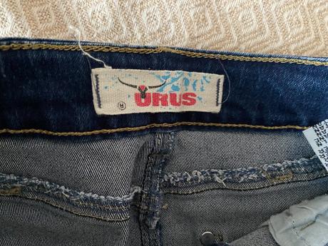 Riflová mini sukně s kamínky vel. 134, 134