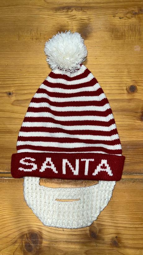 Pletená čepice santa s vousy, s