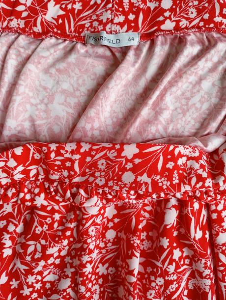 Dlouhá červená elastická sukně s rozparkem, gate,44