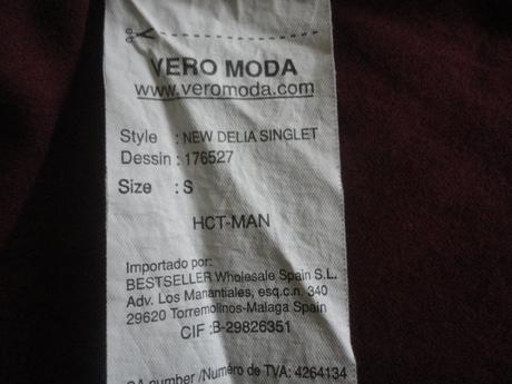 Vínové tílko vero moda, vel. s, vero moda,s