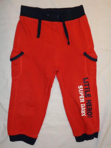 Krásné červené tepláky s kapsami, topomini,92