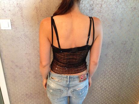 Černý sexy top s flitry průsvitný vel. s terranova, terranova,s