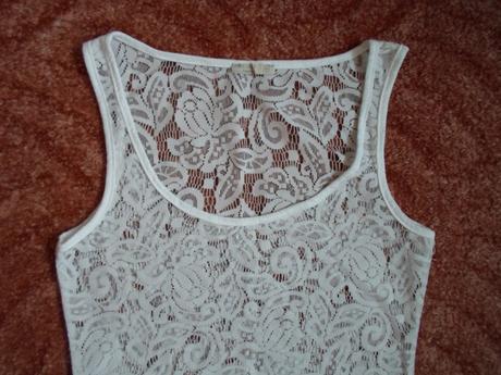 Bílé krémové krajkové tričko triko tílko, calliope,s