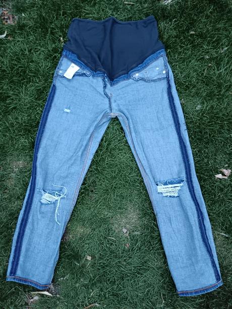 Těhotenské trhané/drbané rifleh&m slimboyfriend 38, h&m,38