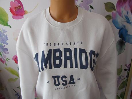 Dívčí bílá bavlněná mikina, styl oversize, house,xs