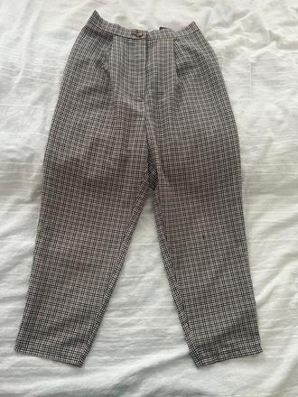 Kostkované kalhoty s vysokým pasem vel. 34 zn. hm, h&m,34