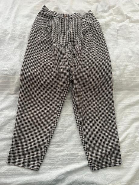 Kostkované kalhoty s vysokým pasem vel. 34 zn. hm, h&m,34