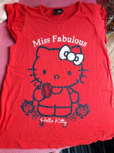 Tričko hello kitty červené super stav, hello kitty,140