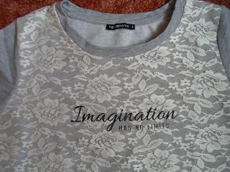 Šedá mikina mikinka s krajkou, terranova,s