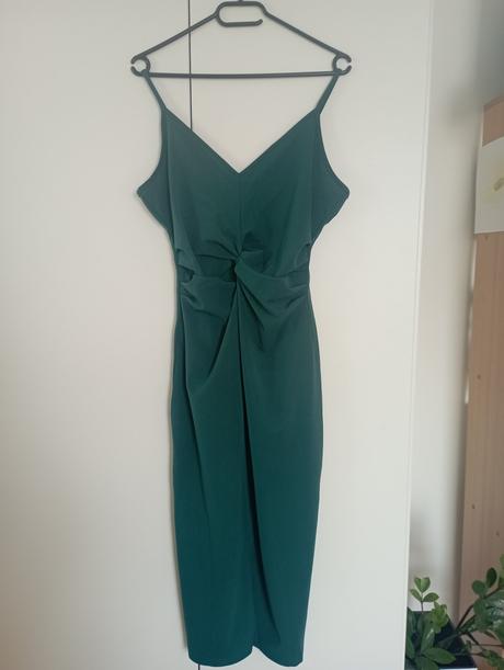 Nabírané šaty s rozparkem lesní zeleň, gate,38 / m