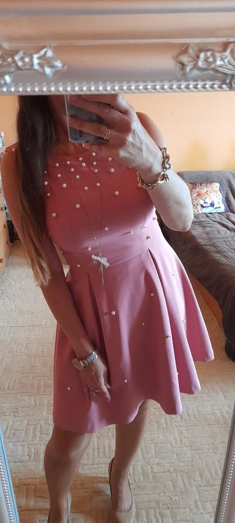 Společenské krátké šaty s perličkami, orsay,36