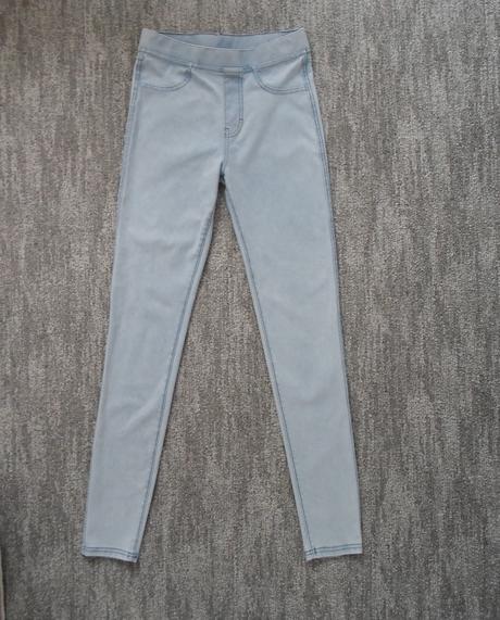 Modré legíny tregíny džegíny kalhoty skinny, h&m,164