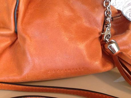 Kabelka a pásek coccinelle vintage oranžová kůže,