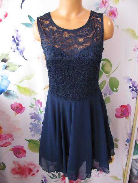 Luxusní dámské, dívčí společenské modré šaty, 40