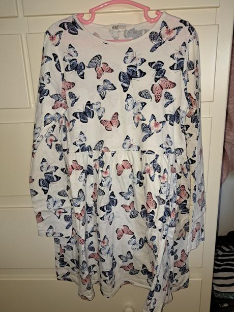 Šaty s motýlka, dl.rukáv, vel.134/140, h&m,134
