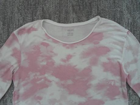 Růžové bílé tričko triko 3/4 rukáv, esmara,l