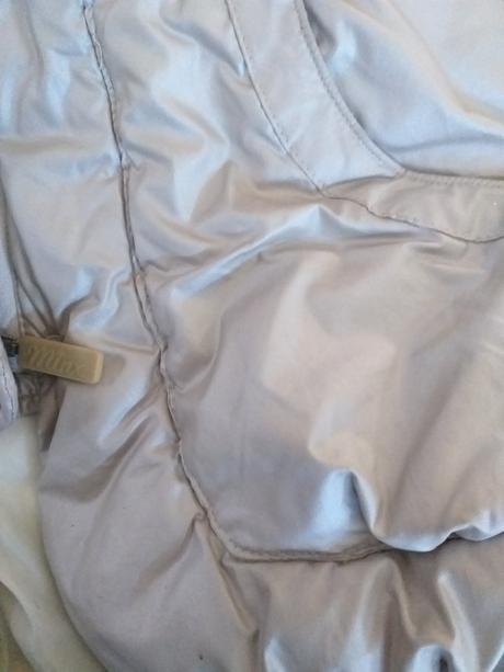 Stříbrná buřtíkatá bunda s kapucí, minx,116