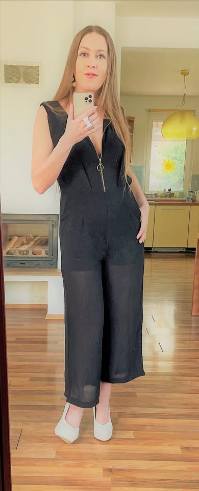 Kalhotový overal, průsvitné kalhoty, vel s, rubi, s